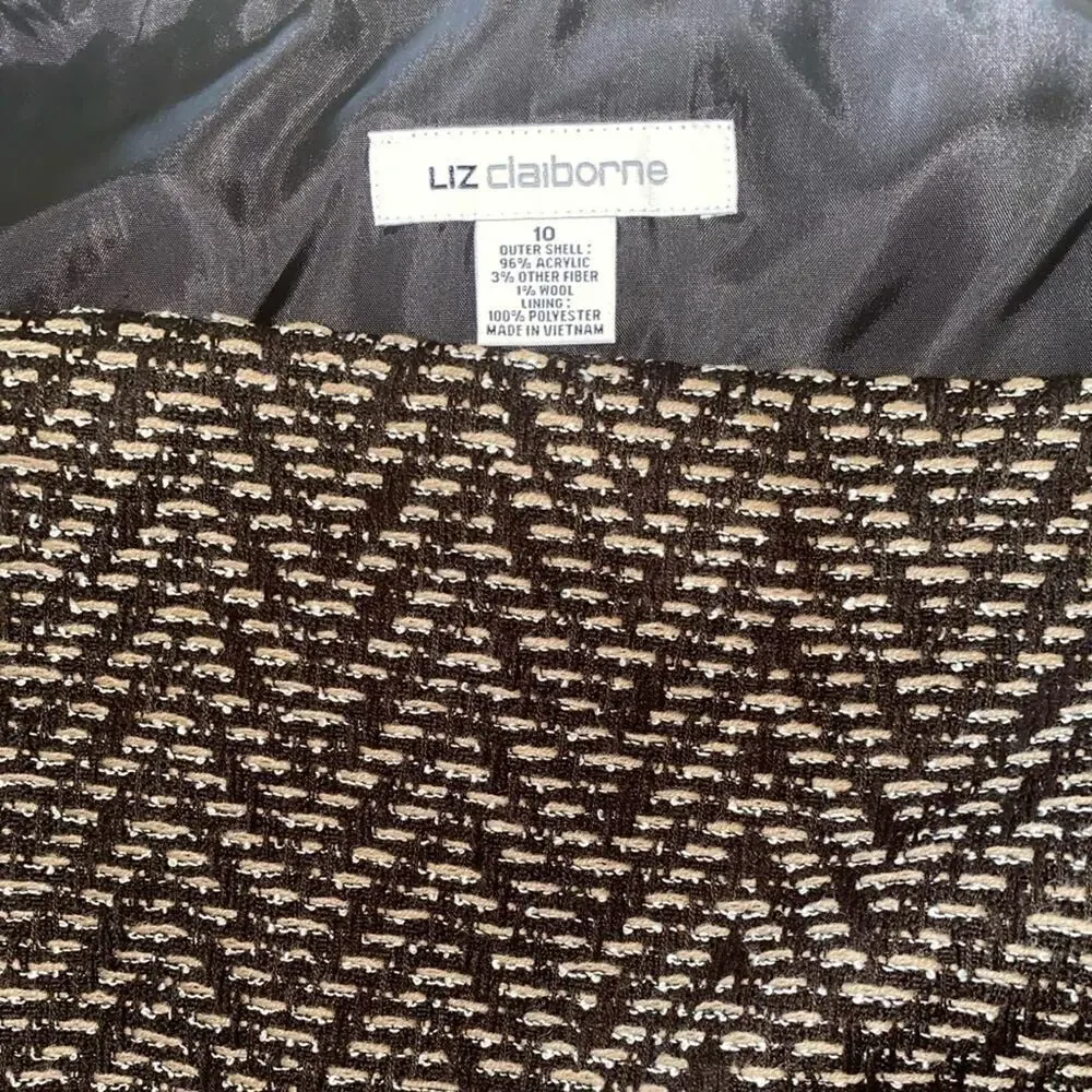 LIZ CLAIBORNE WOMENS TWEED SKIRT WITH LEATHER STRIPE SIZE 10 NWT - Picture 4 of 4